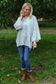 Nulvi V-Neck Linen Top Mid Grey