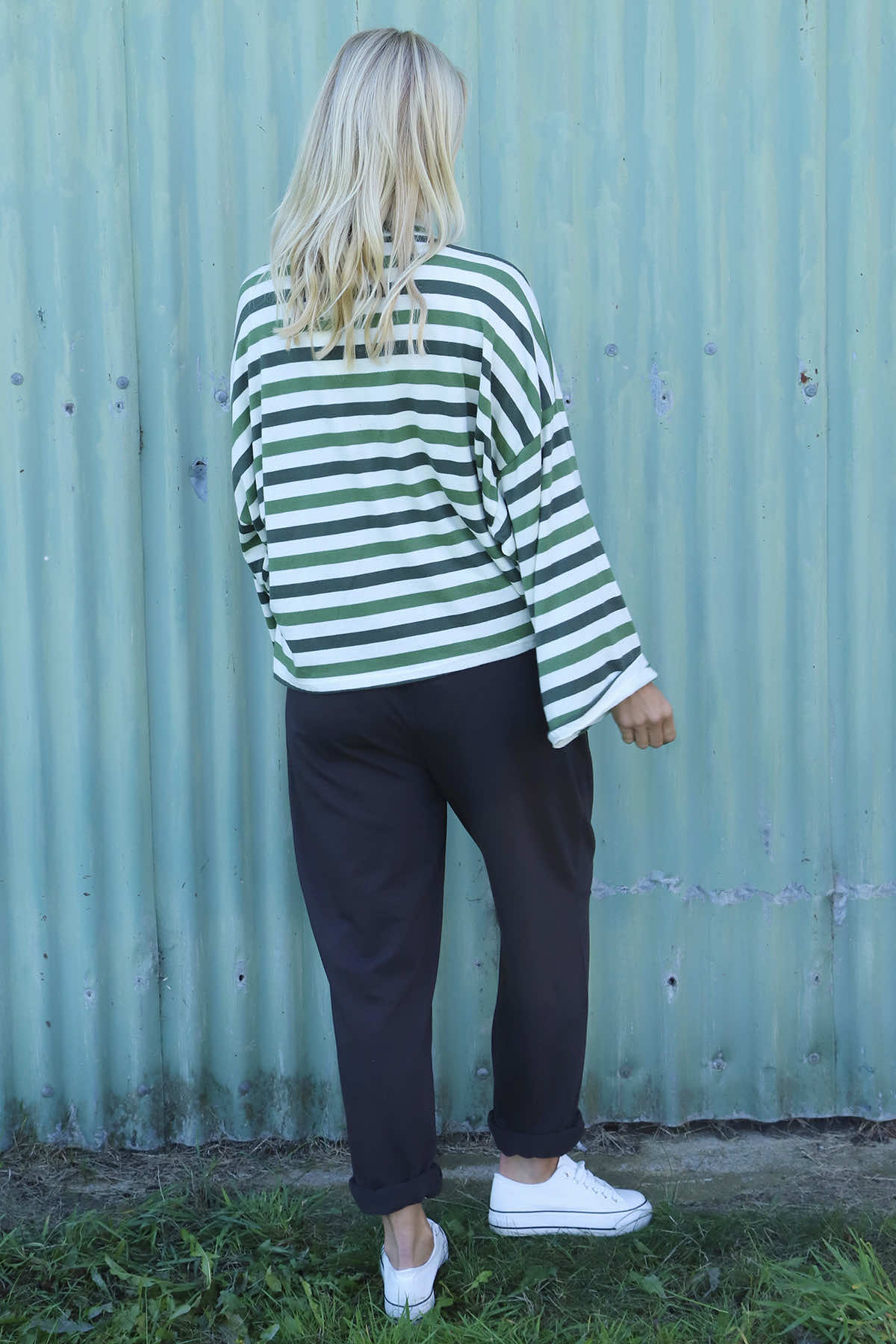 Sylvie Stripe Knit Top Khaki