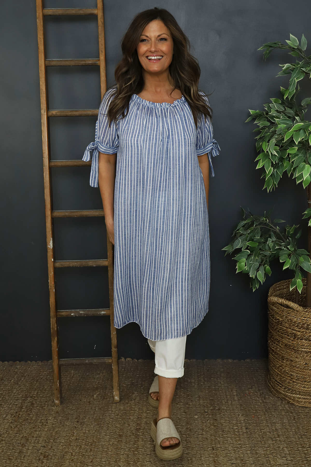 Palmina Stripe Cotton Dress Blue