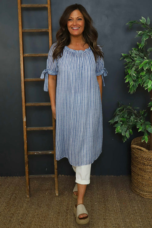 Palmina Stripe Cotton Dress Blue