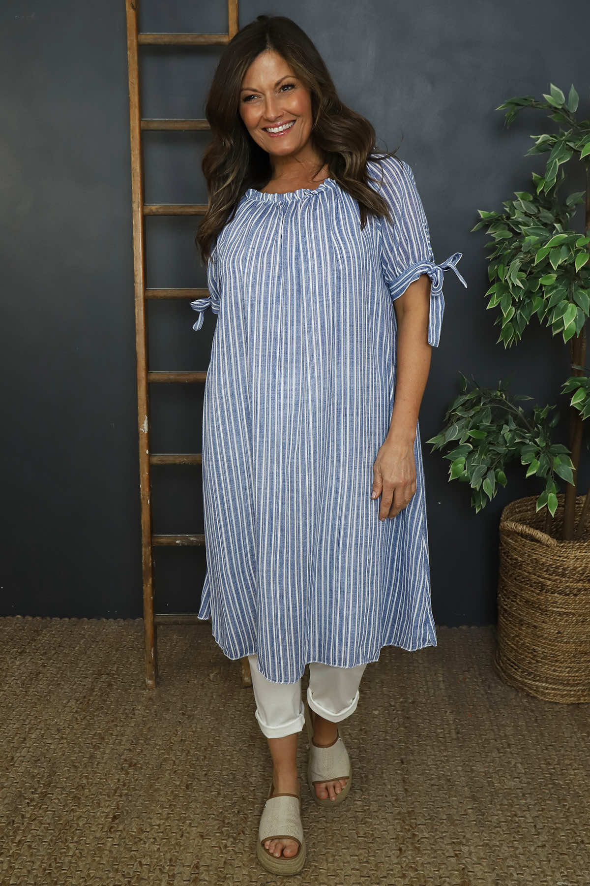 Palmina Stripe Cotton Dress Blue