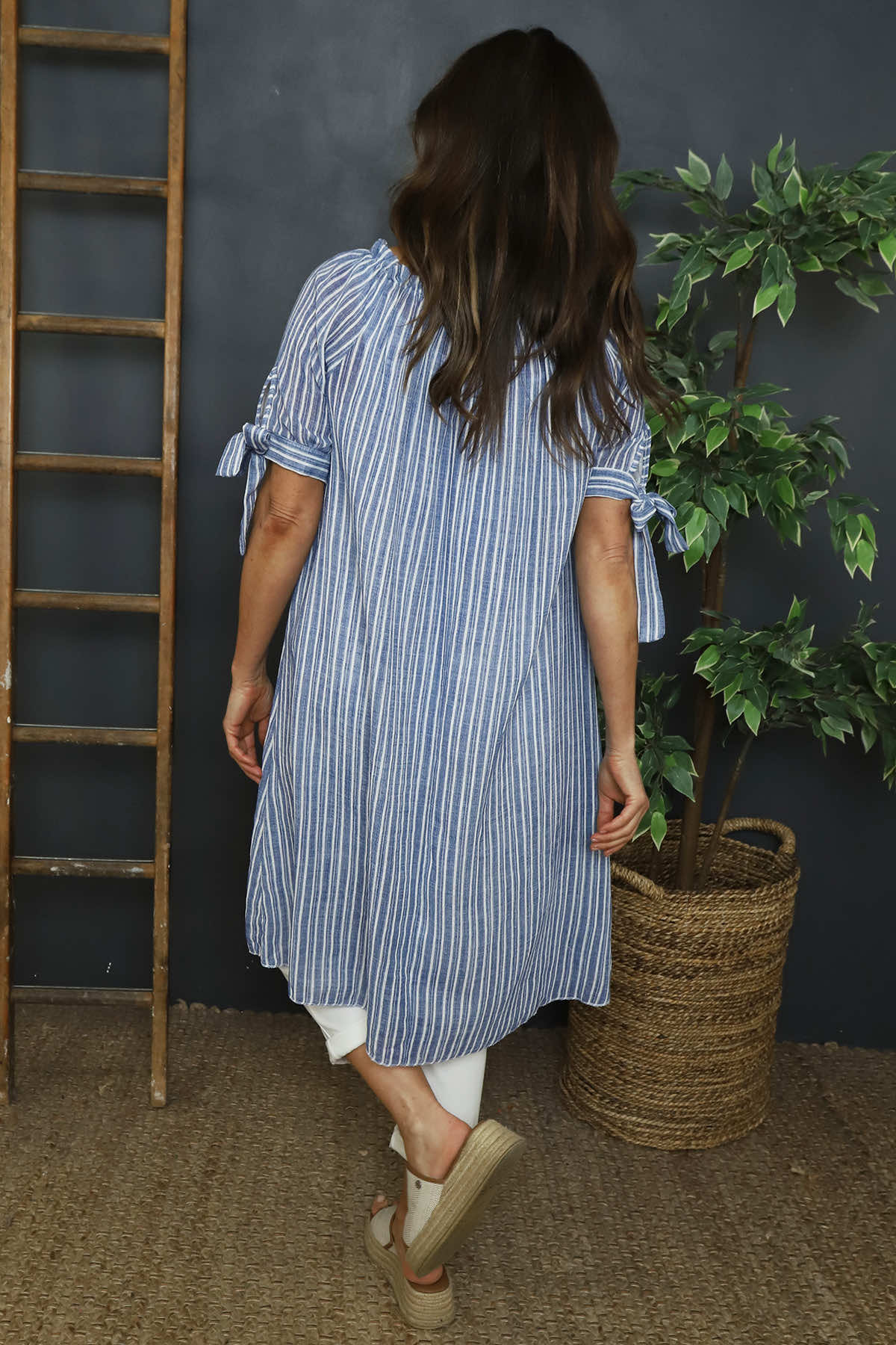 Palmina Stripe Cotton Dress Blue