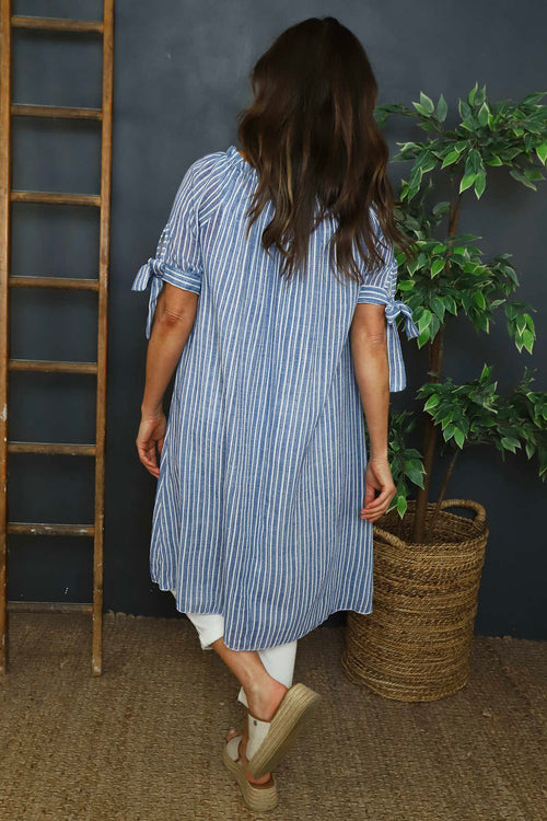 Palmina Stripe Cotton Dress Blue - Image 4