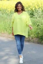 Brittany V-Neck Linen Top Yellow Yellow - Brittany V-Neck Linen Top Yellow