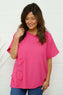 Maxine Flower Patch Linen Top Fuchsia