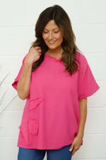 Maxine Flower Patch Linen Top Fuchsia Fuchsia - Maxine Flower Patch Linen Top Fuchsia