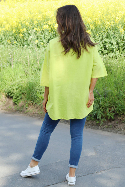 Brittany V-Neck Linen Top Yellow - Image 4