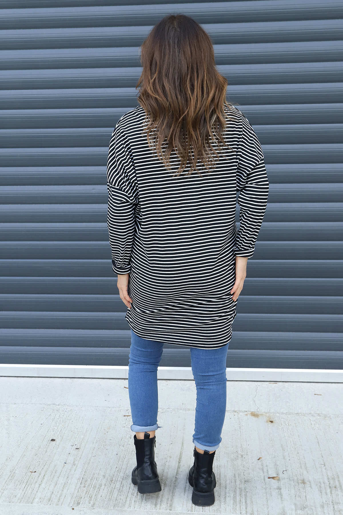 Nessie Stripe Cord Top Black
