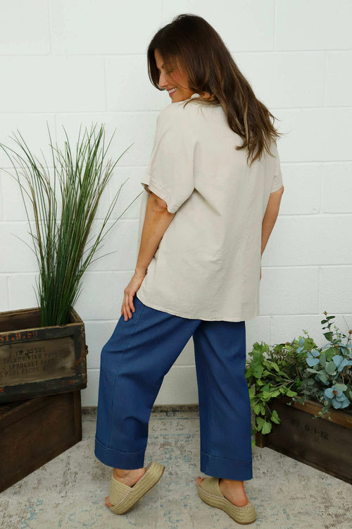 Maxine Flower Patch Linen Top Stone - Image 4