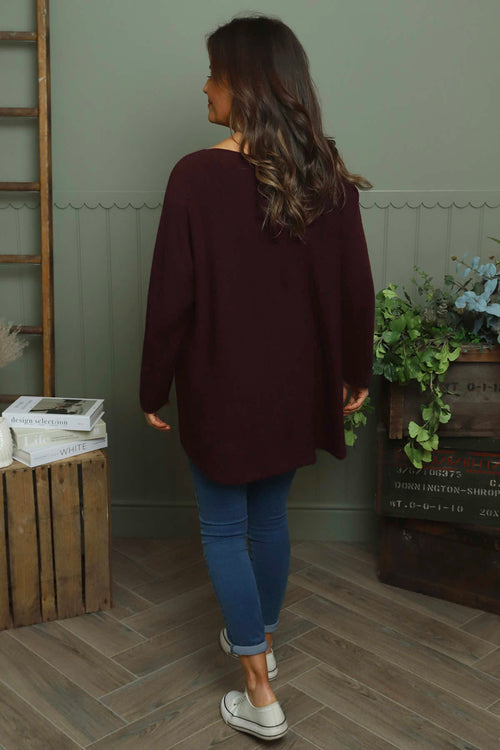 Lynna V-Neck Jumper Burgundy - Image 4