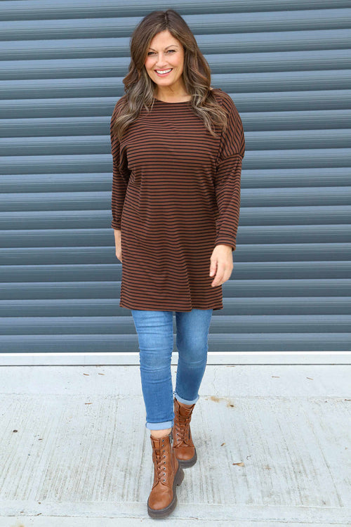 Nessie Stripe Cord Top Cocoa