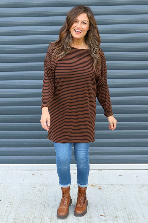 Nessie Stripe Cord Top Cocoa - Image 3