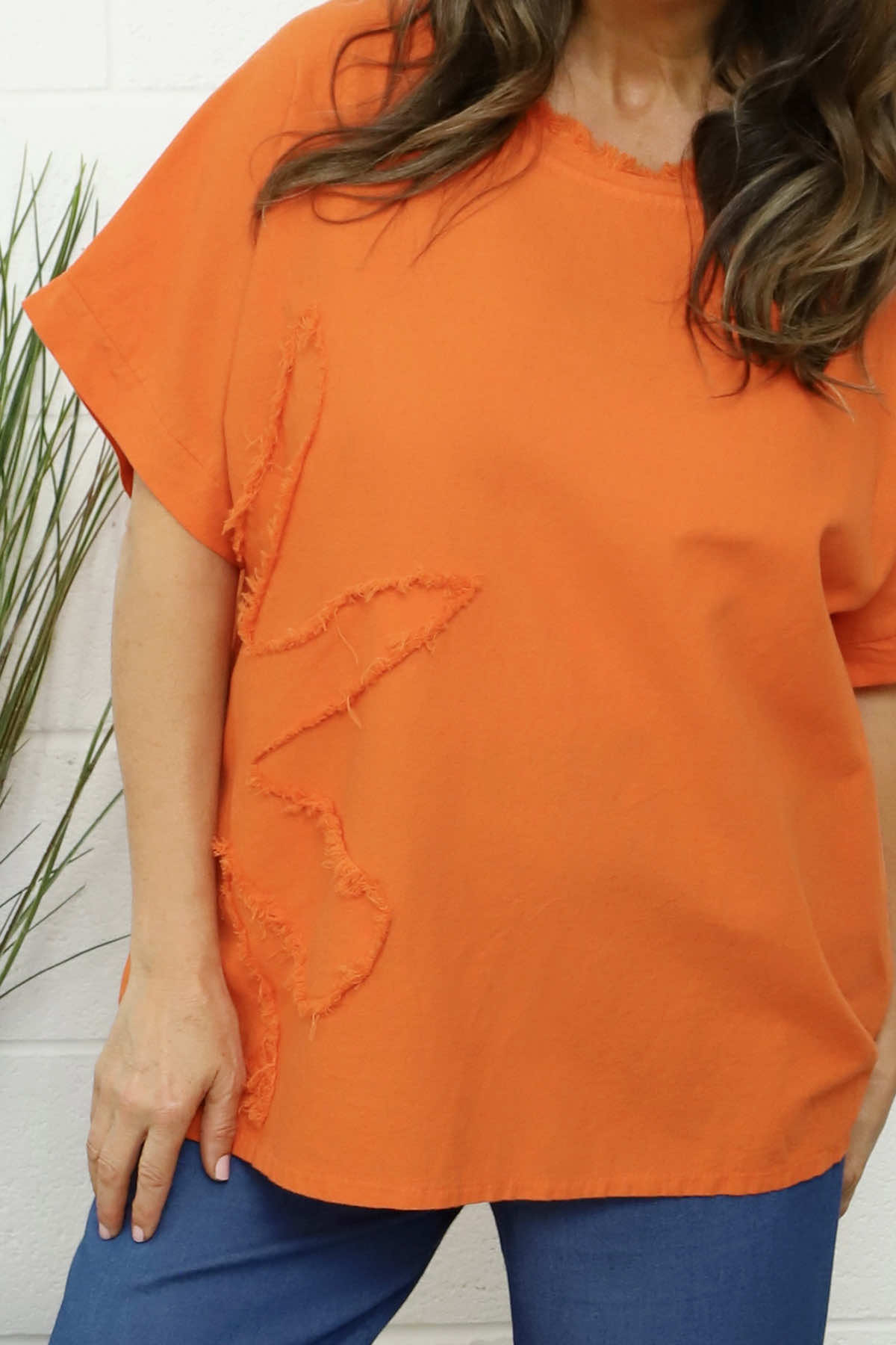 Maxine Flower Patch Linen Top Orange