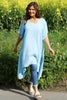 Anya Dip Side Linen Tunic Light Blue