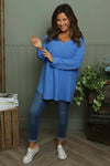 Lynna V-Neck Jumper Blue