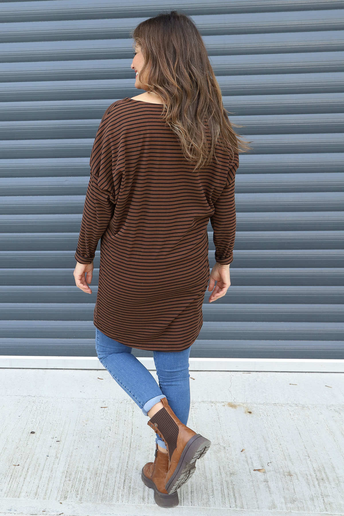 Nessie Stripe Cord Top Cocoa