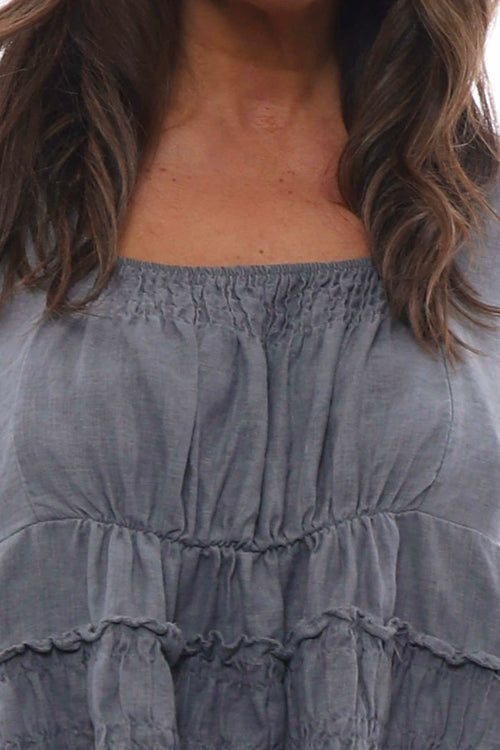 Stefania Linen Top Mid Grey - Image 3