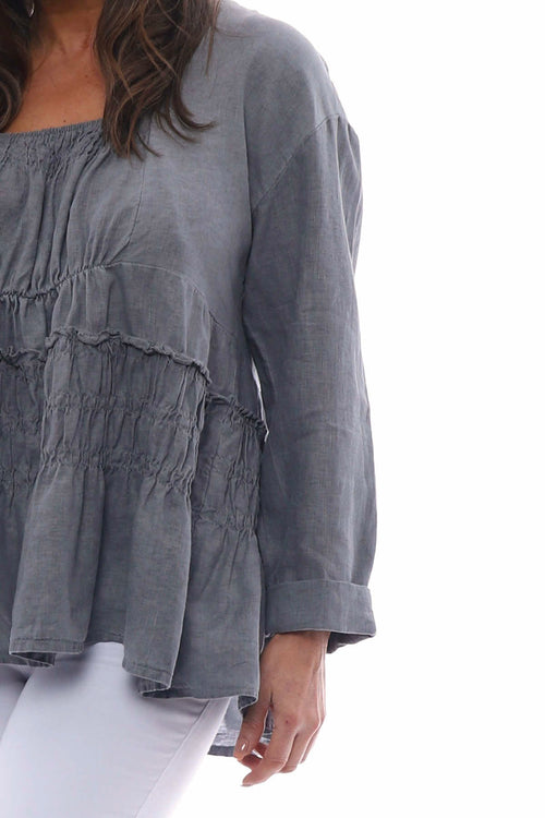 Stefania Linen Top Mid Grey - Image 5