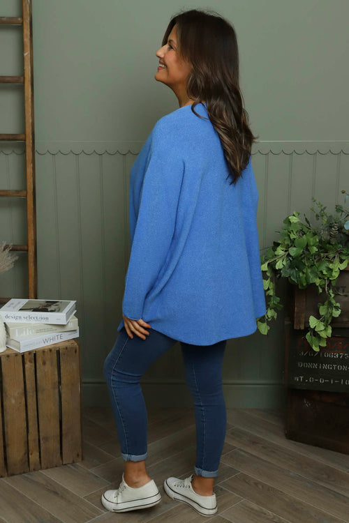 Lynna V-Neck Jumper Blue - Image 4
