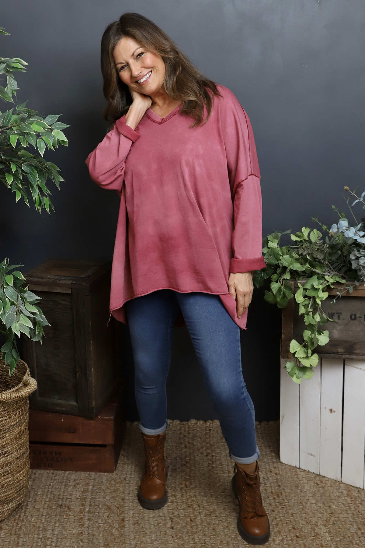 Maritza Slouch Cotton Top Wine