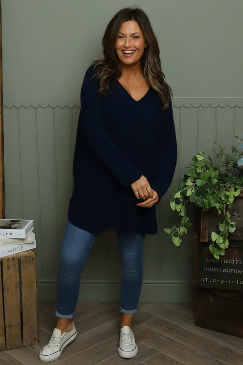 Lynna V-Neck Jumper Navy - Image 2
