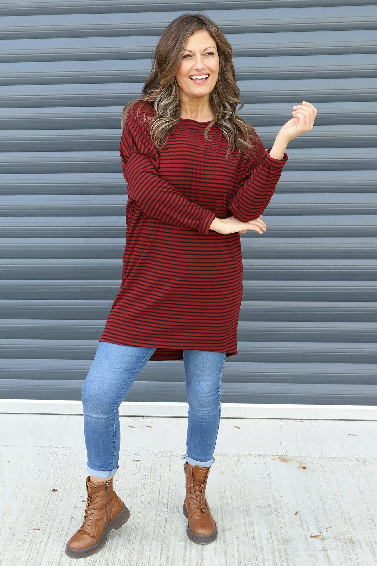 Nessie Stripe Cord Top Wine