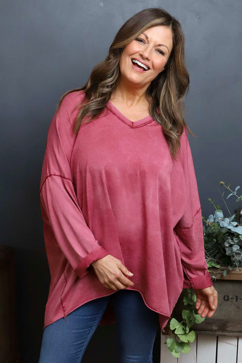 Maritza Slouch Cotton Top Wine - Image 3