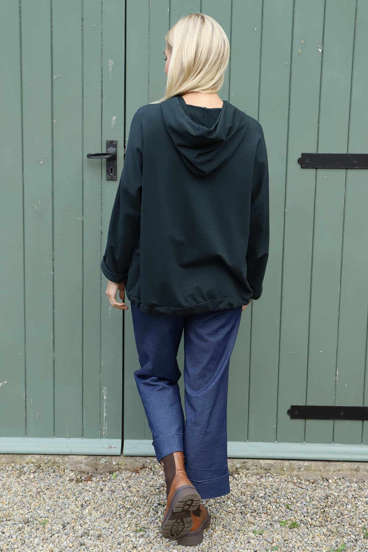 Betsy Flower Patch Hooded Cotton Top Charcoal