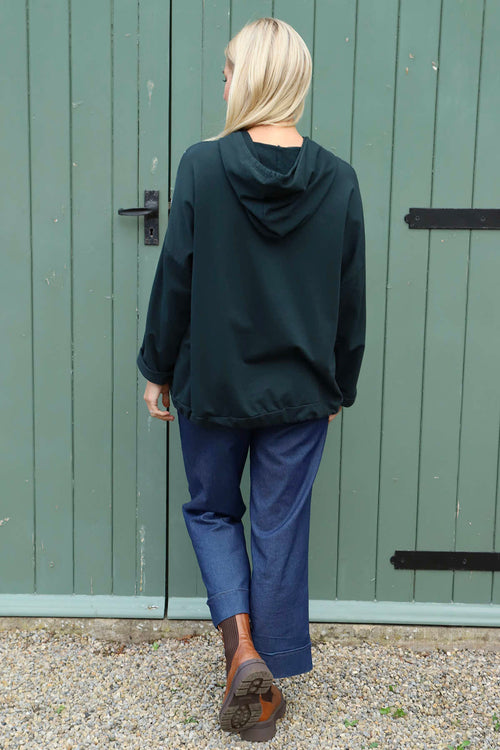 Betsy Flower Patch Hooded Cotton Top Charcoal - Image 4