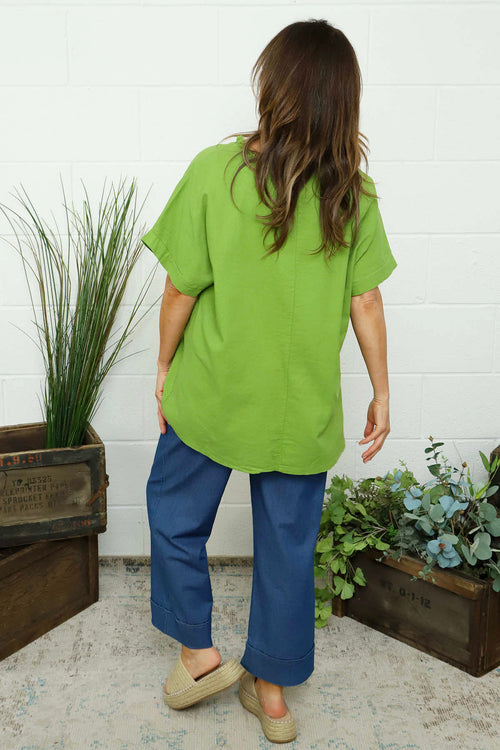 Maxine Flower Patch Linen Top Olive - Image 4