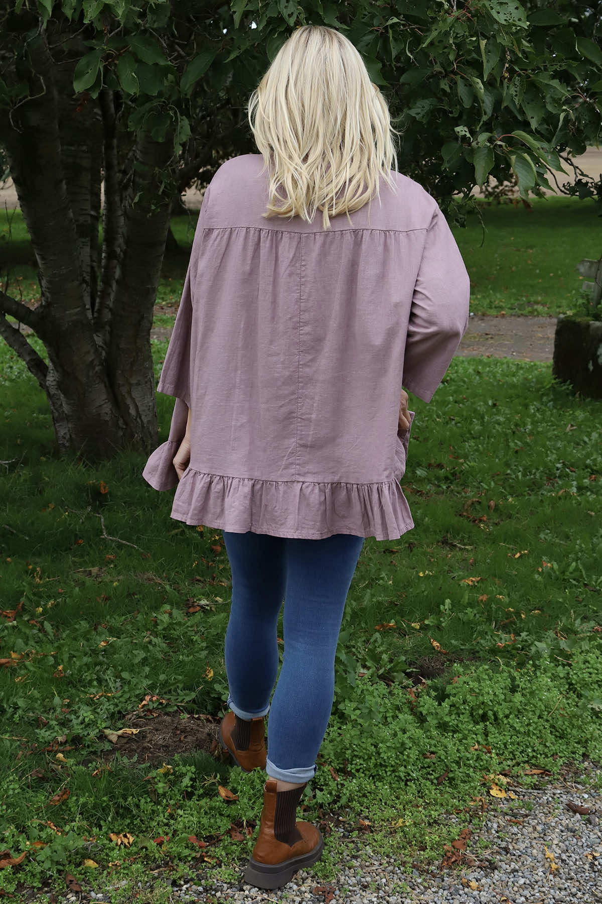 Dawsmere Button Linen Top Mauve
