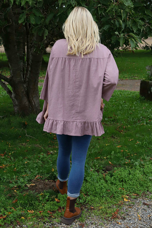 Dawsmere Button Linen Top Mauve - Image 4