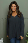 Lynna V-Neck Jumper Charcoal