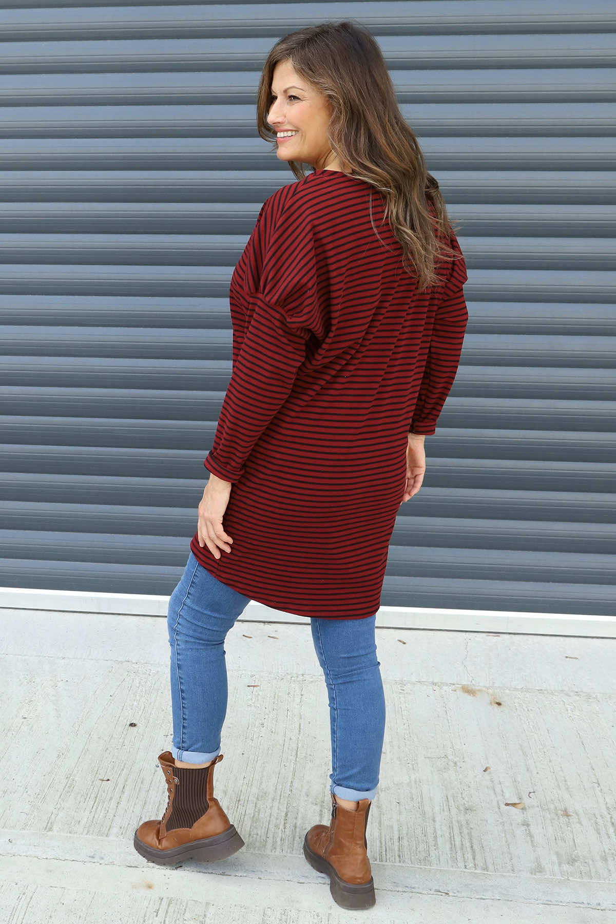 Nessie Stripe Cord Top Wine