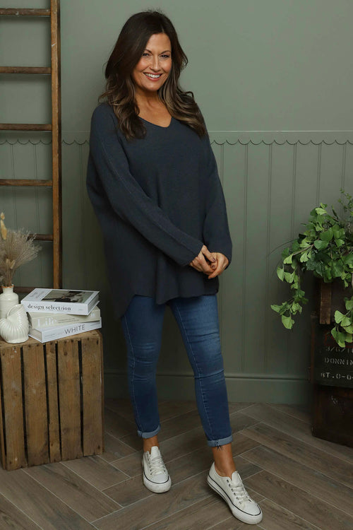 Lynna V-Neck Jumper Charcoal - Image 3