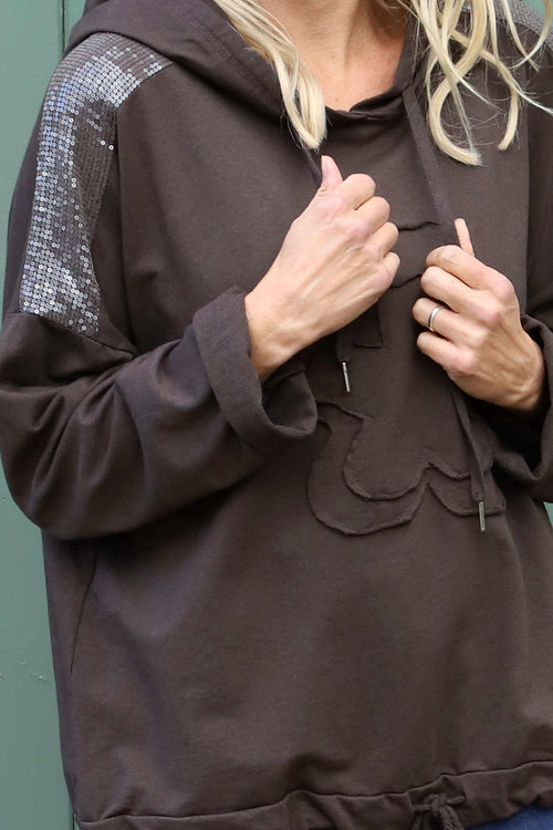 Betsy Flower Patch Hooded Cotton Top Cocoa - Image 3