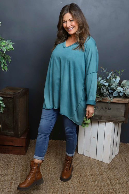 Maritza Slouch Cotton Top Teal - Image 2