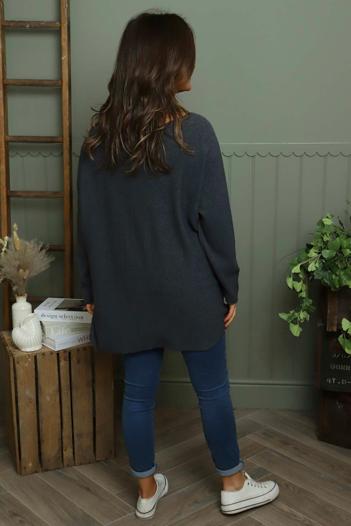 Lynna V-Neck Jumper Charcoal