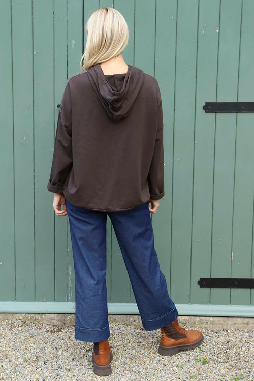 Betsy Flower Patch Hooded Cotton Top Cocoa - Image 4