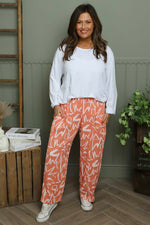 Nina Print Cotton Trousers Orange Orange - Nina Print Cotton Trousers Orange