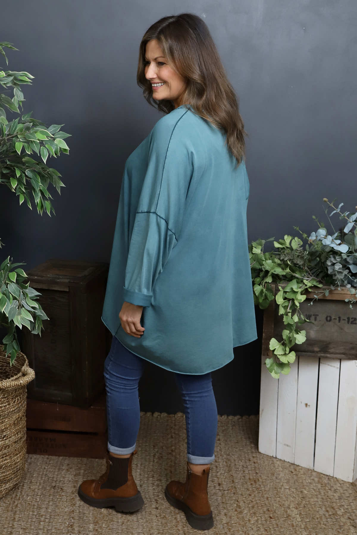 Maritza Slouch Cotton Top Teal