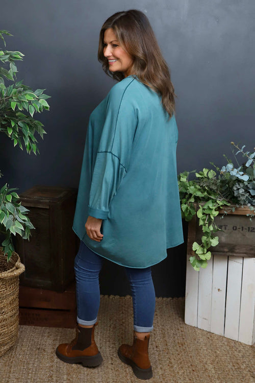 Maritza Slouch Cotton Top Teal - Image 4