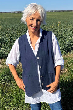 Maryam Linen Waistcoat Navy