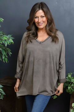 Maritza Slouch Cotton Top Dark Mocha