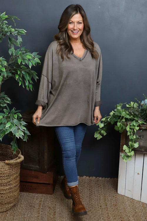 Maritza Slouch Cotton Top Dark Mocha - Image 2