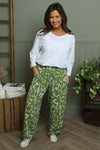 Nina Print Cotton Trousers Olive