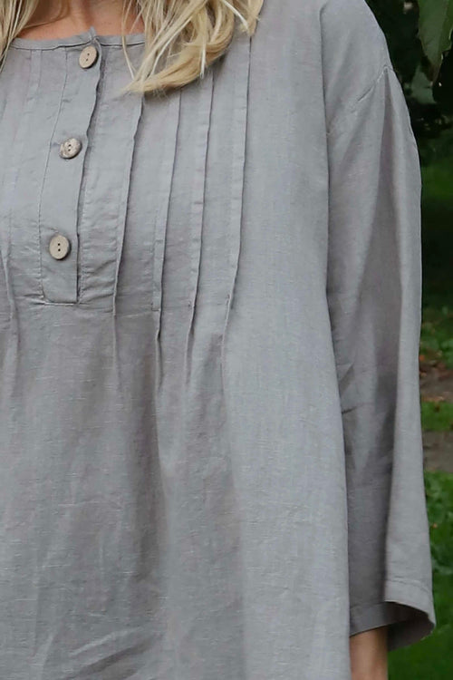 Dawsmere Button Linen Top Mocha - Image 3