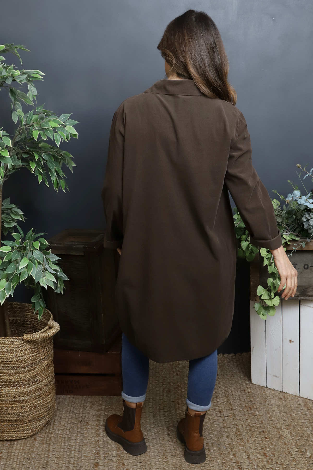 Lizzie Needlecord Button Tunic Cocoa