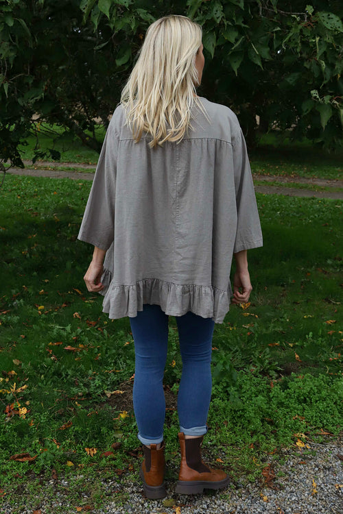 Dawsmere Button Linen Top Mocha - Image 4