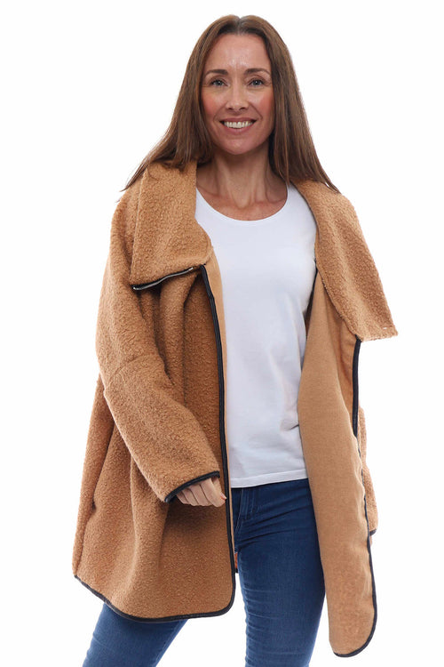 Jennifer Wrap Boucle Jacket Camel - Image 3